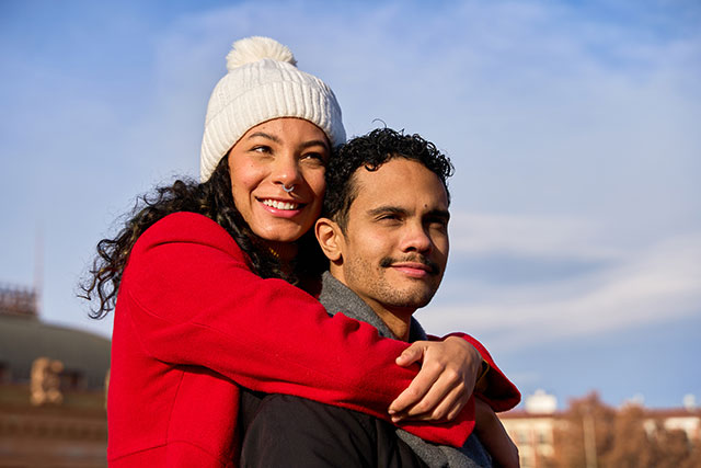 Loving relationship impacts: a married couple hugging