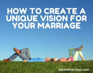 A couple lying in a grassy field, captioned How to Create a Unique Vision for Your Marriage