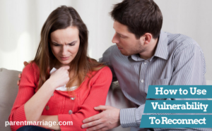A married couple having a difficult conversation, captioned How to Use Vulnerability to Reconnect