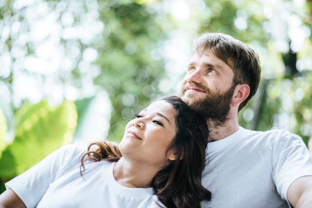 A happy smiling couple sharing a moment together