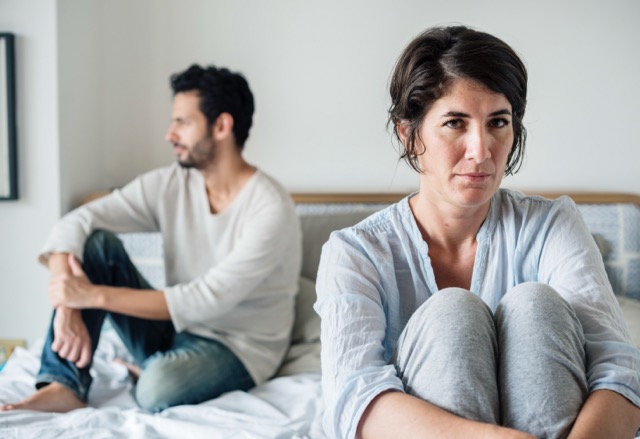A husband and wife having an argument