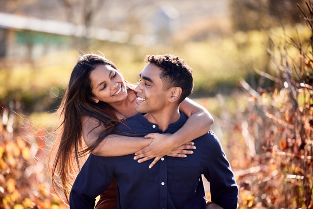 A young couple on a date at a wine farm