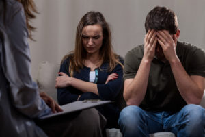 Distraught couple in therapy