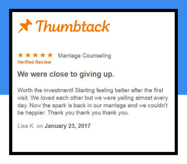 Thumbtack review saying the experience was worth the investment