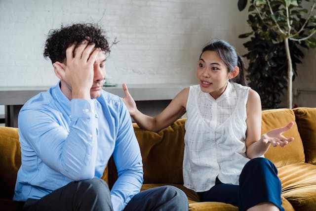 Christian Couples Therapy: two unhappy couple are quarreling 