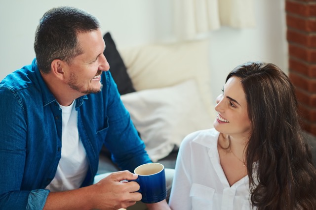 Coffee in the morning with happy married couples.