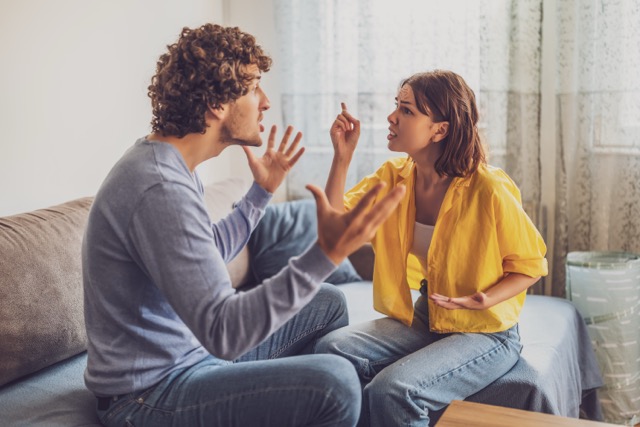 Constant Arguing: Unhappy couple are talking their marriage-related problems.