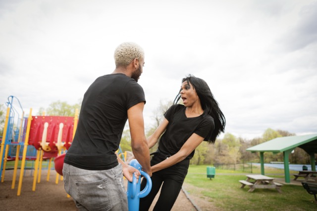 Marriage Couple having fun in playground.